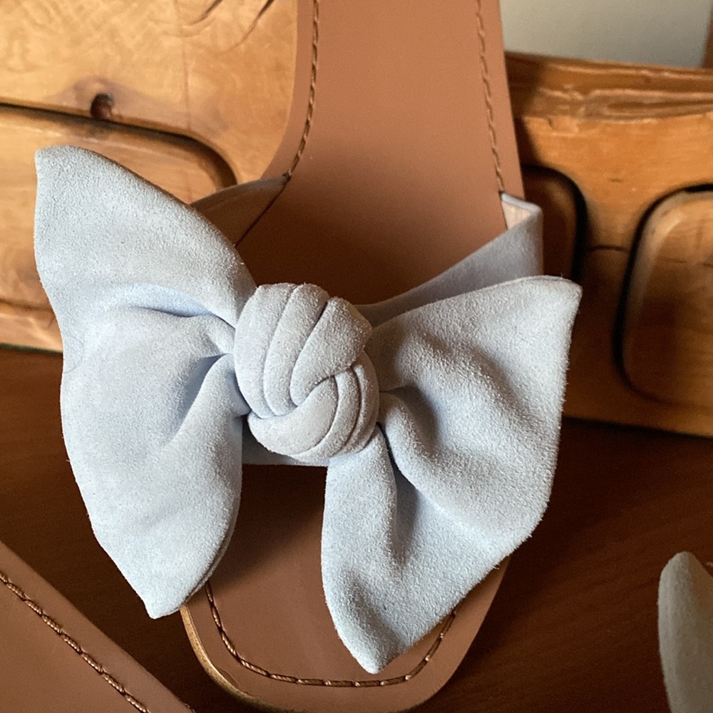 Something Navy Suede Bow Slides - image 6